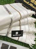 Premium Wool Shawl White Gold Border 3 Yards