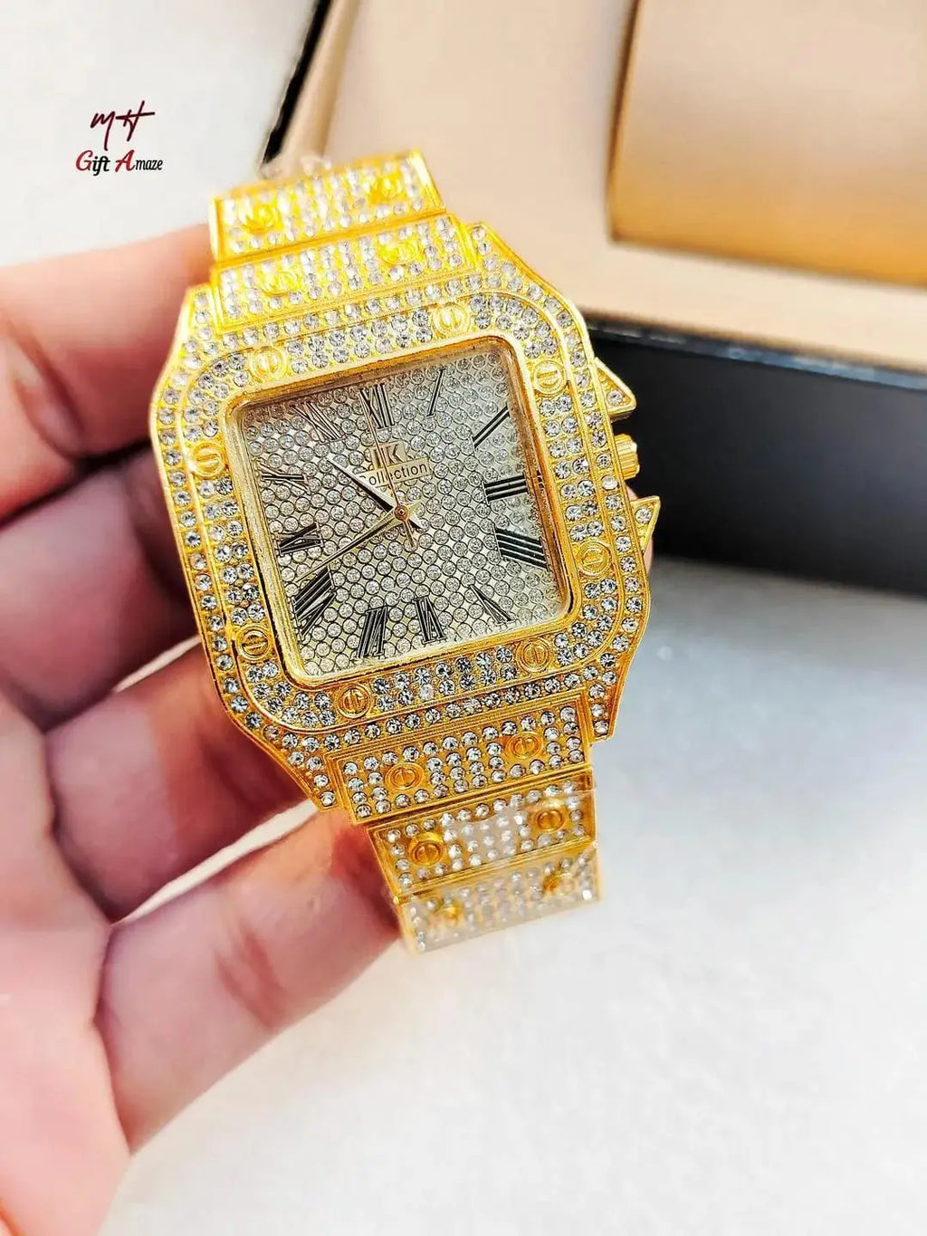 Luxury iced out crystal Dial Watch