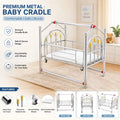 Premium Stainless Steel Baby Swing Cradle | Newborn Baby Jhoola with Wheels | Portable Baby Cot | Baby Bassinet Bed | Heavy Duty Infant Swing | Silver Baby Cradle Pakistan