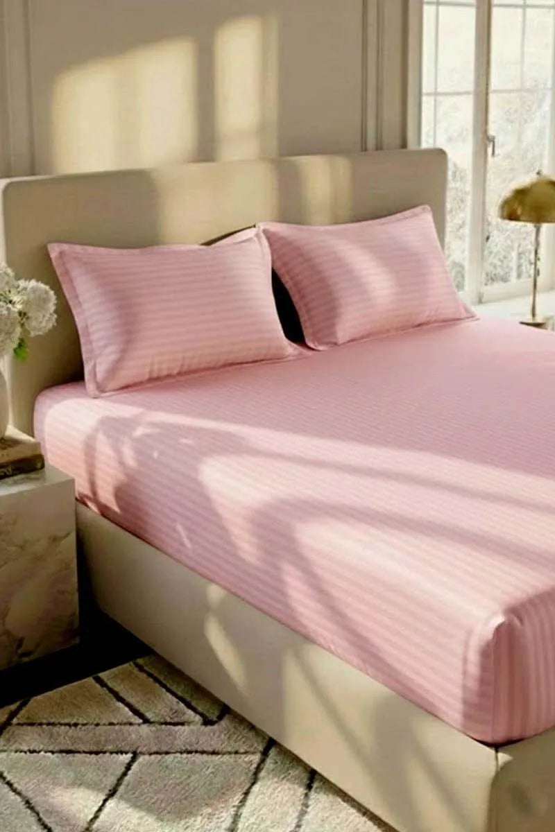 Pink Micro Cotton Double Bed Sheet Set 3 Pcs