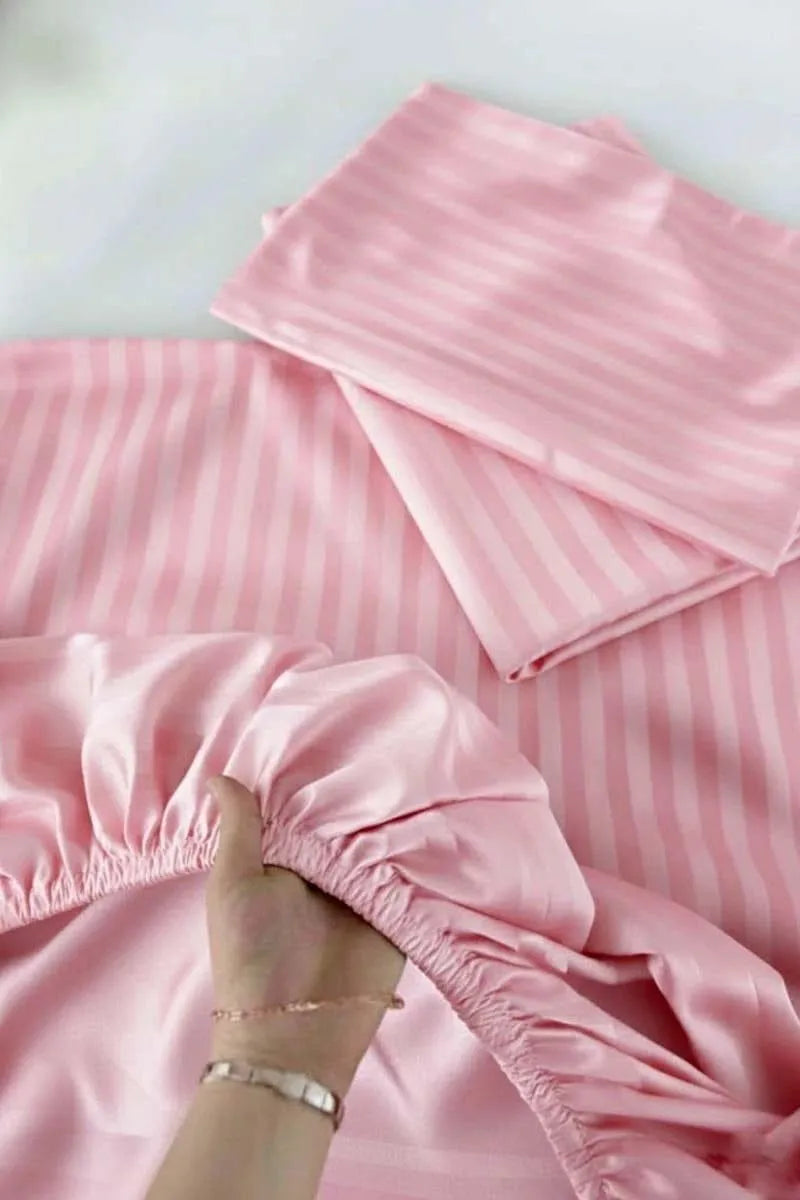 Pink Micro Cotton Double Bed Sheet Set 3 Pcs