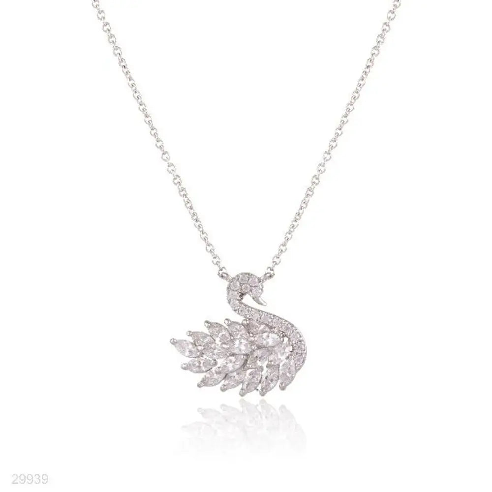 Silver Plated Korean Swan Zircon Necklace