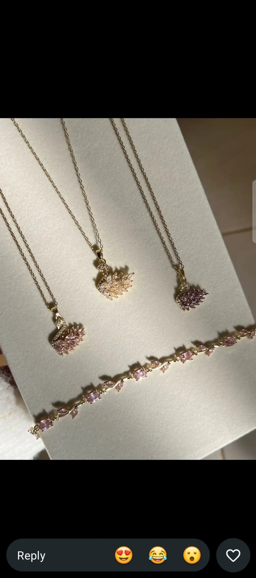 Golden Base Swan  Necklace And Tulip Bracelet Set