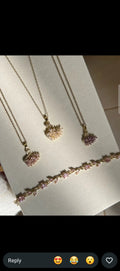 Golden Base Swan  Necklace And Tulip Bracelet Set