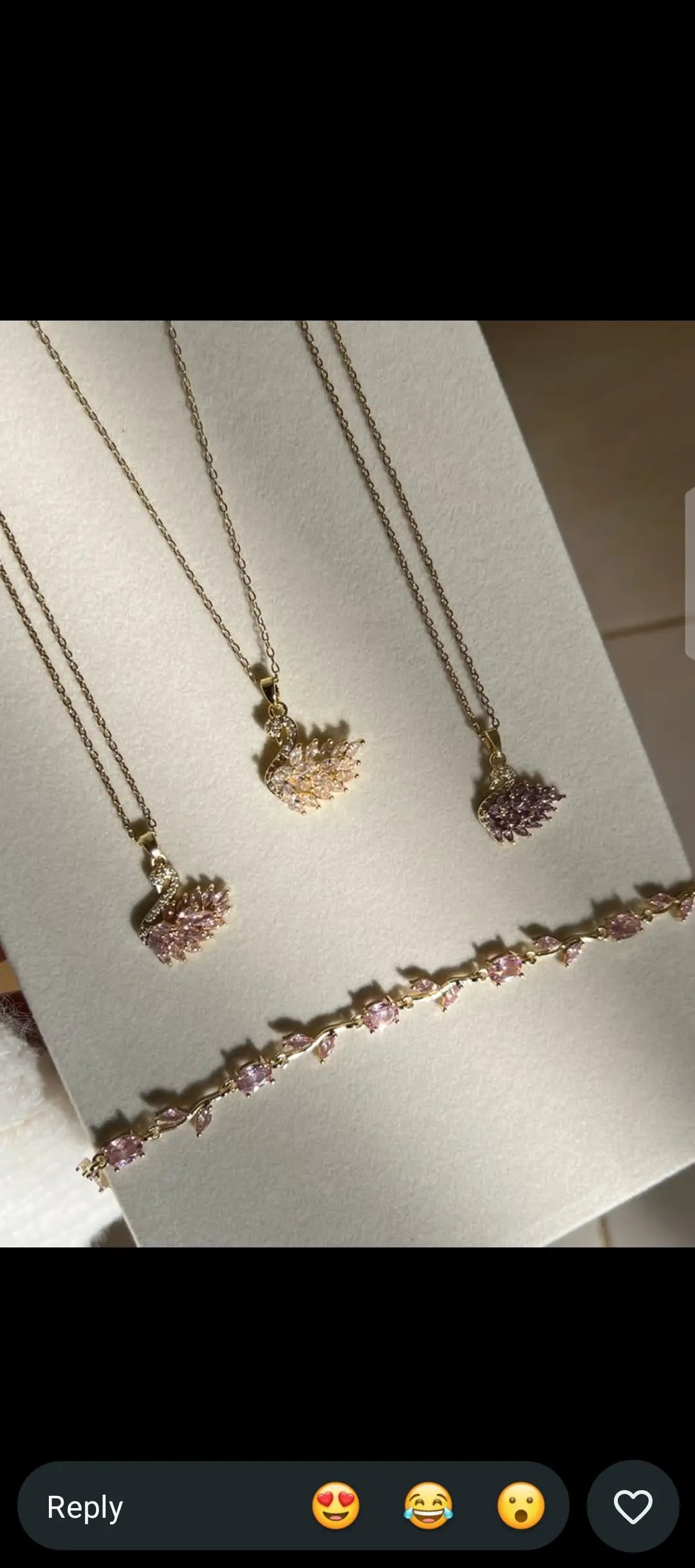 Golden Base Swan  Necklace And Tulip Bracelet Set