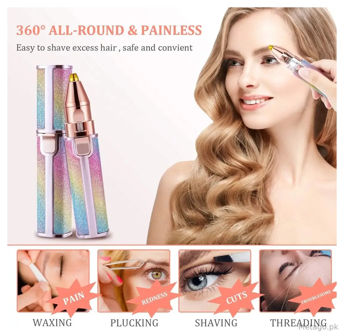 2-in-1 Rechargeable Hair Remover & Eyebrow Trimmer with LED
