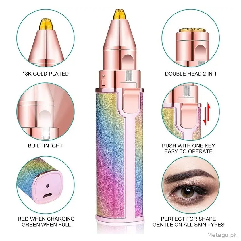 2-in-1 Rechargeable Hair Remover & Eyebrow Trimmer with LED
