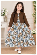 2 Pcs Girl's Georgette Printed Maxi & Jacket