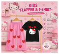 2 Pcs Girl's Stitched Jersey Printed Pajama And Shirt