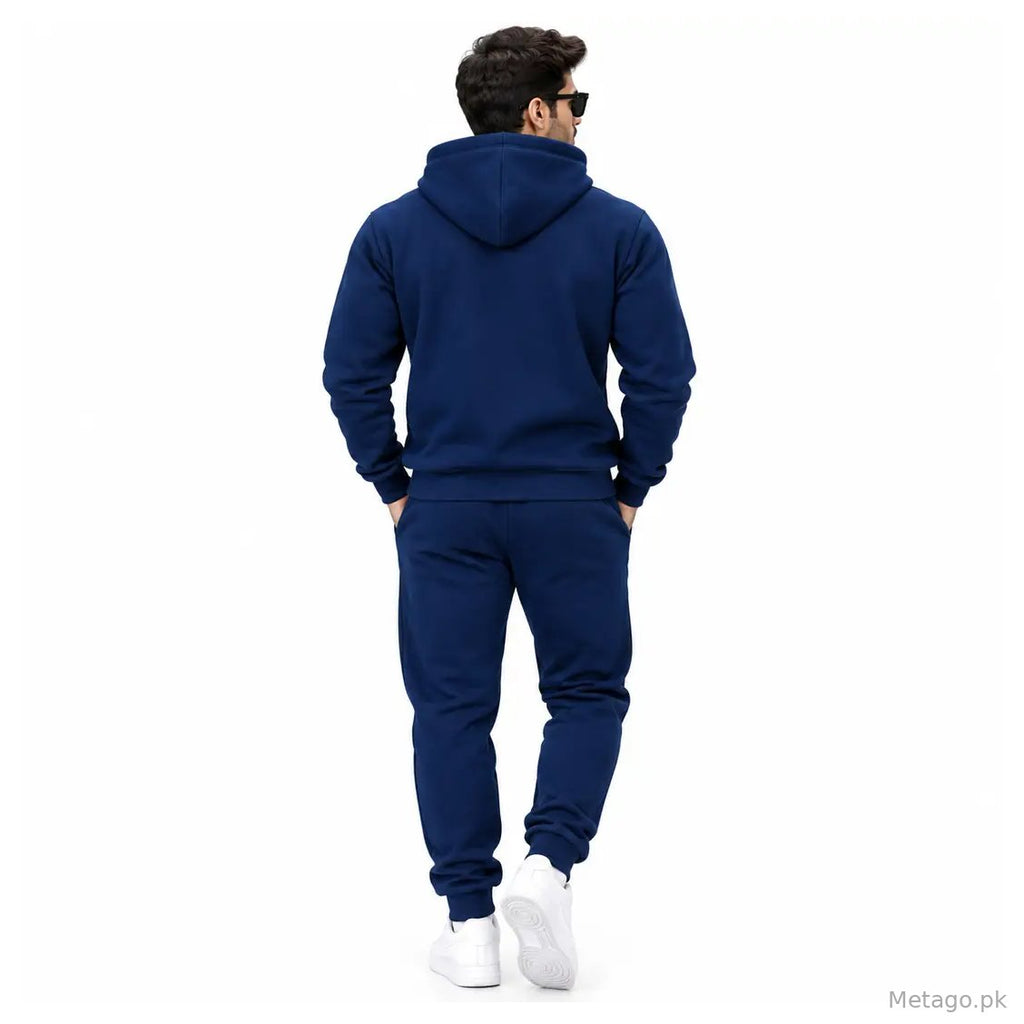 2 Pcs Men's Fleece Printed Hoodie Track Suit