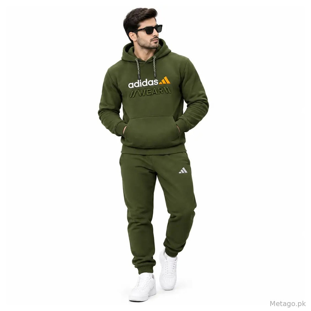 2 Pcs Men's Fleece Printed Track Suit