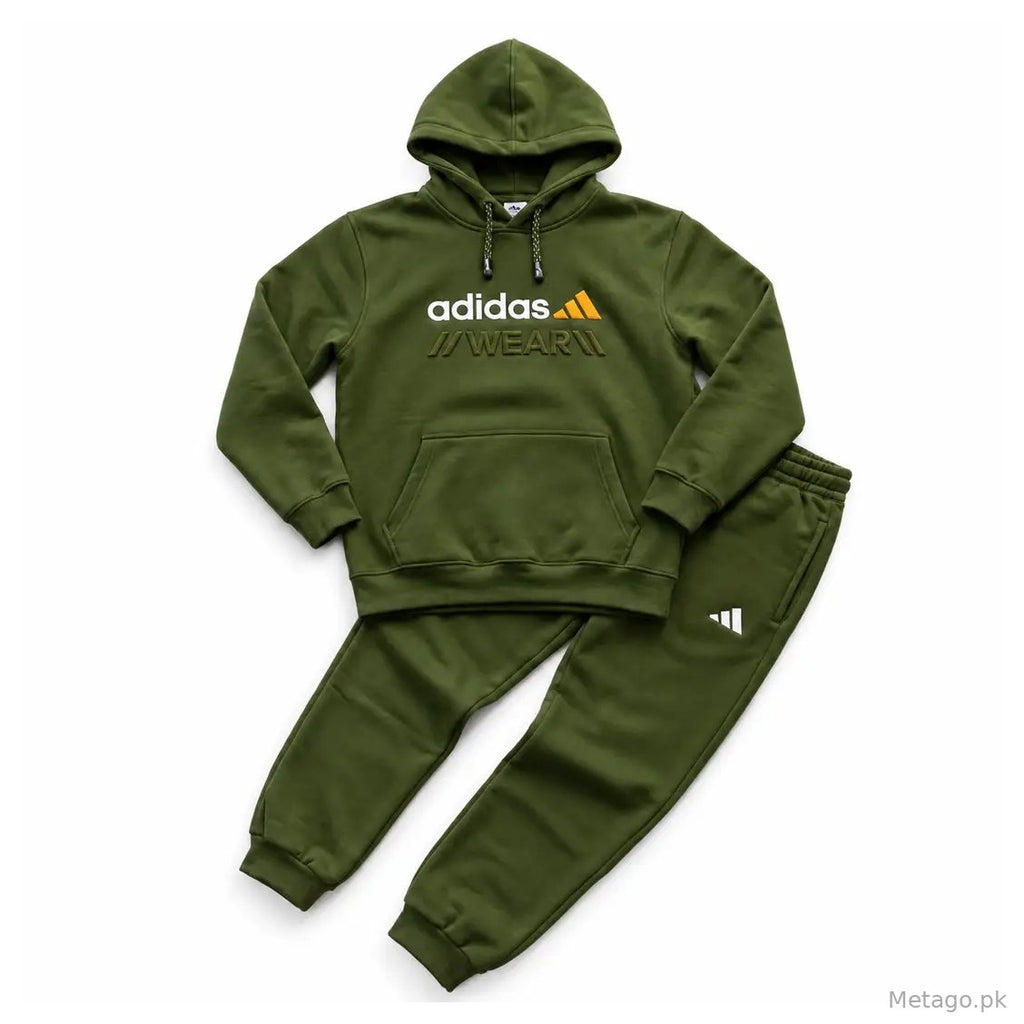 2 Pcs Men's Fleece Printed Track Suit