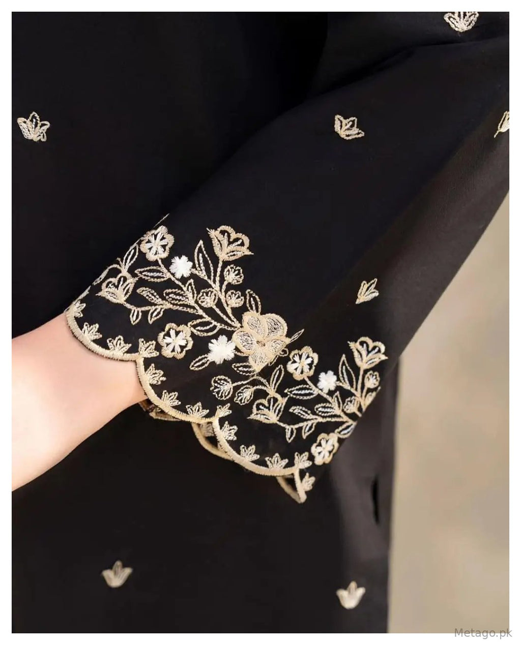 2 Pcs Women's Stitched Cotton Embroidered Shirt And Trouser