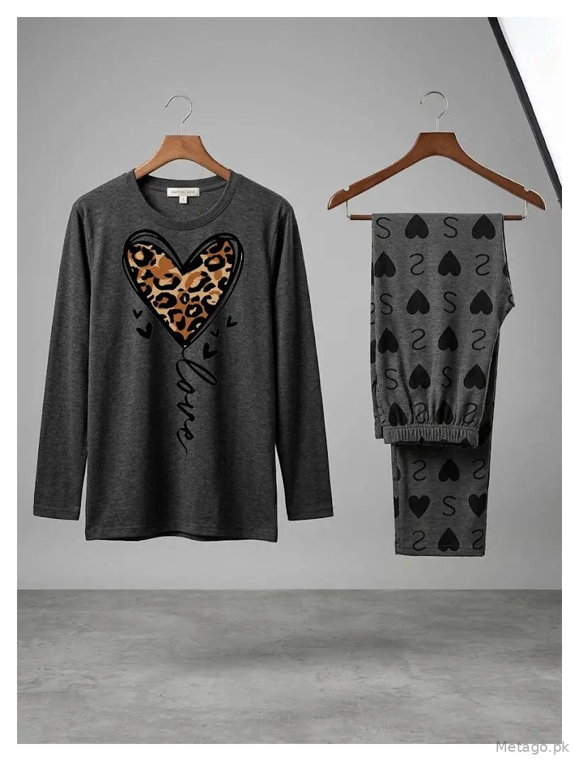 2 Pcs Women's Stitched Cotton Jersey Printed Night Suit
