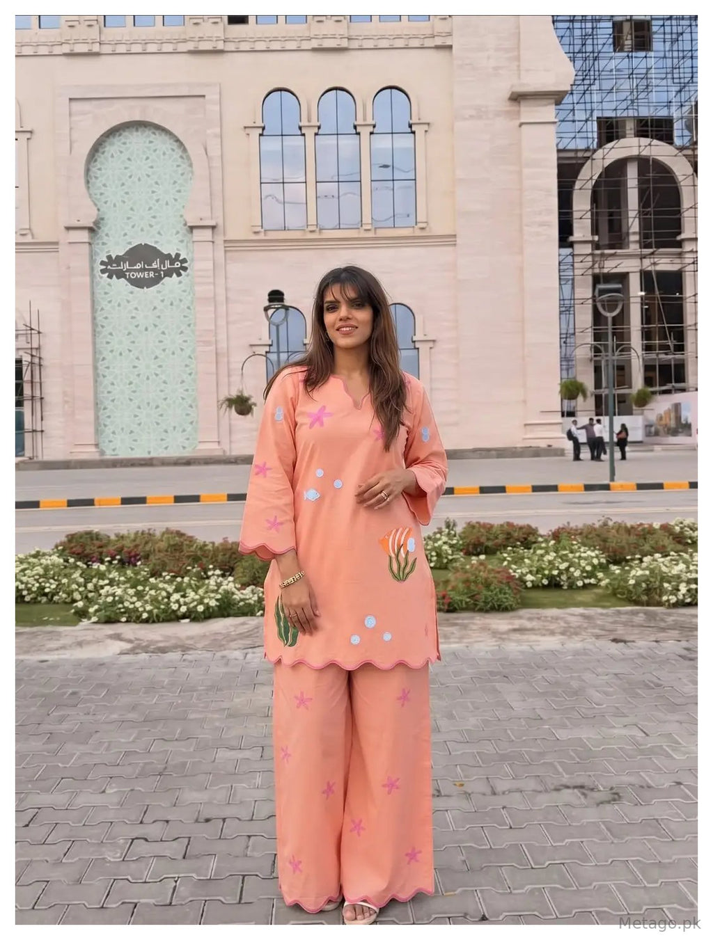 2 Pcs Women's Stitched Cotton Printed Shirt And Trouser