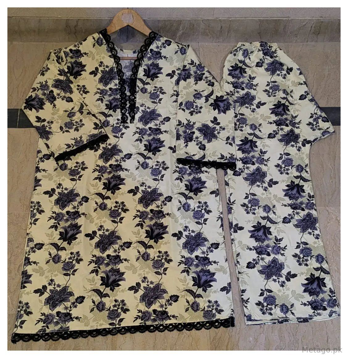 2 Pcs Women's Stitched  Printed Shirt And Trouser