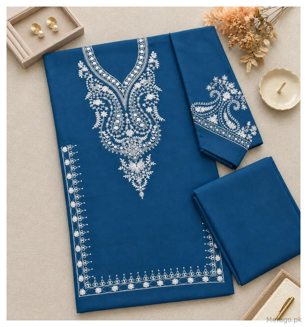 2 Pcs Women's Unstitched Embroidered Suit
