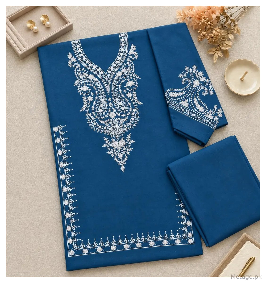 2 Pcs Women's Unstitched Embroidered Suit