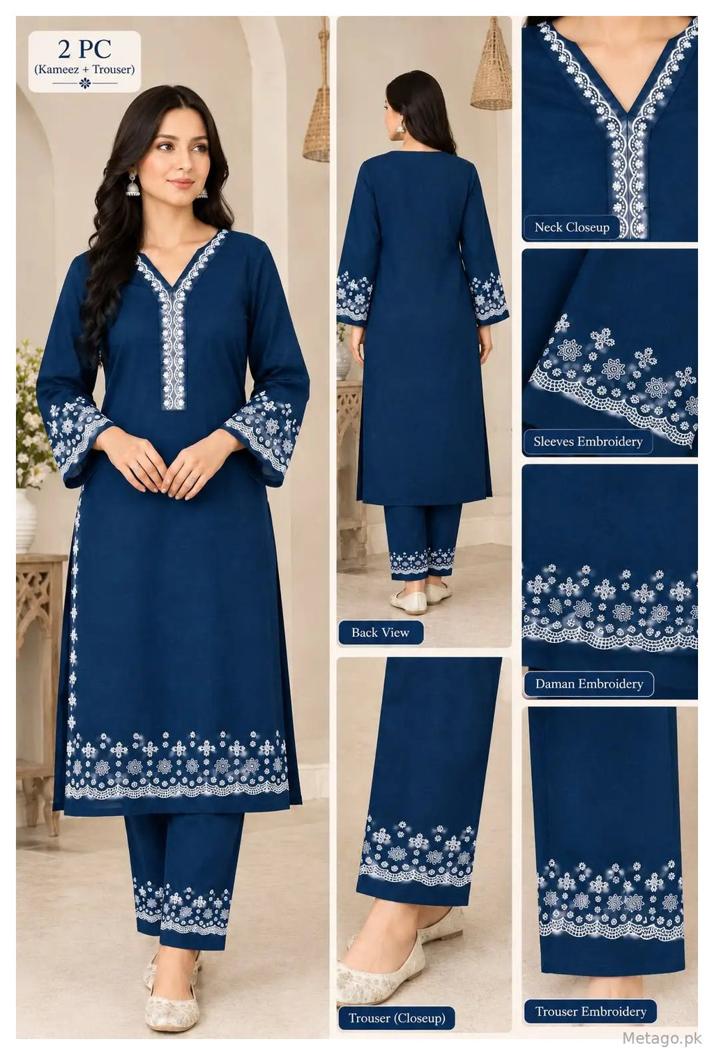 2 Pcs Women's Unstitched Embroidered Suit