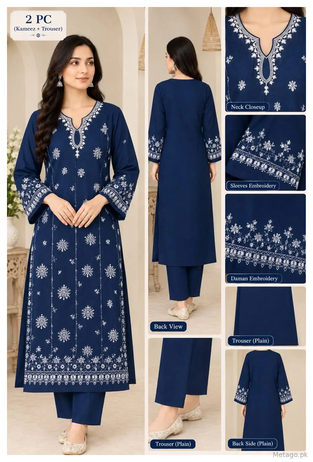2 Pcs Women's Unstitched Embroidered Suit