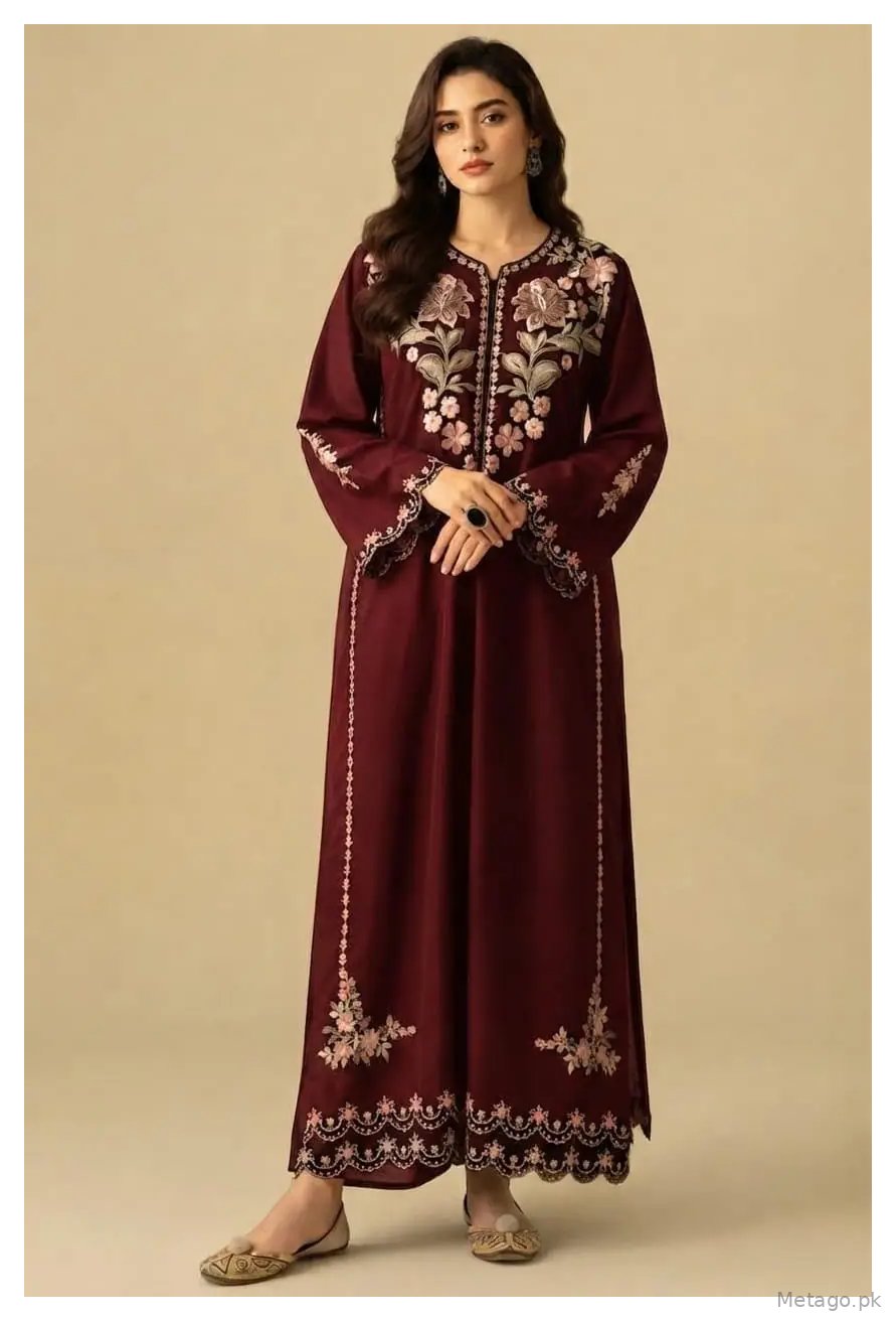2 Pcs Women's Unstitched Hand Embroidered Suit