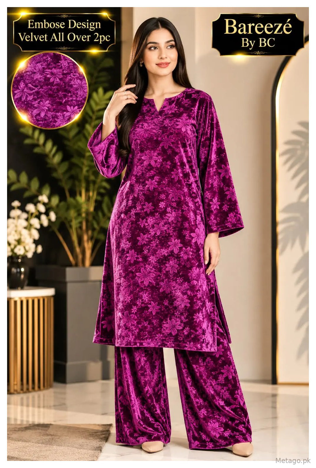 2 Pcs Women's Unstitched Printed Suit