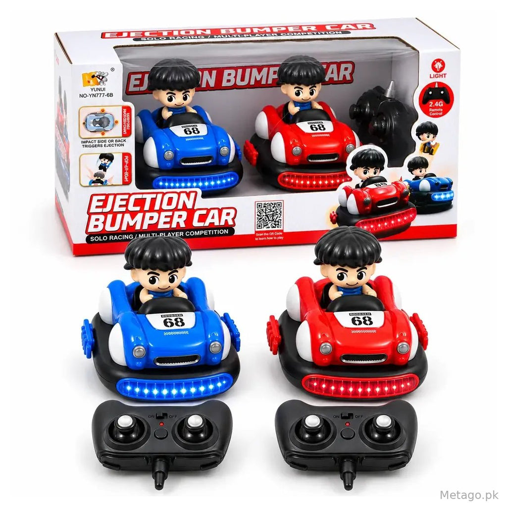 2 RC Bumper Cars with LED Lights & 2 Controllers