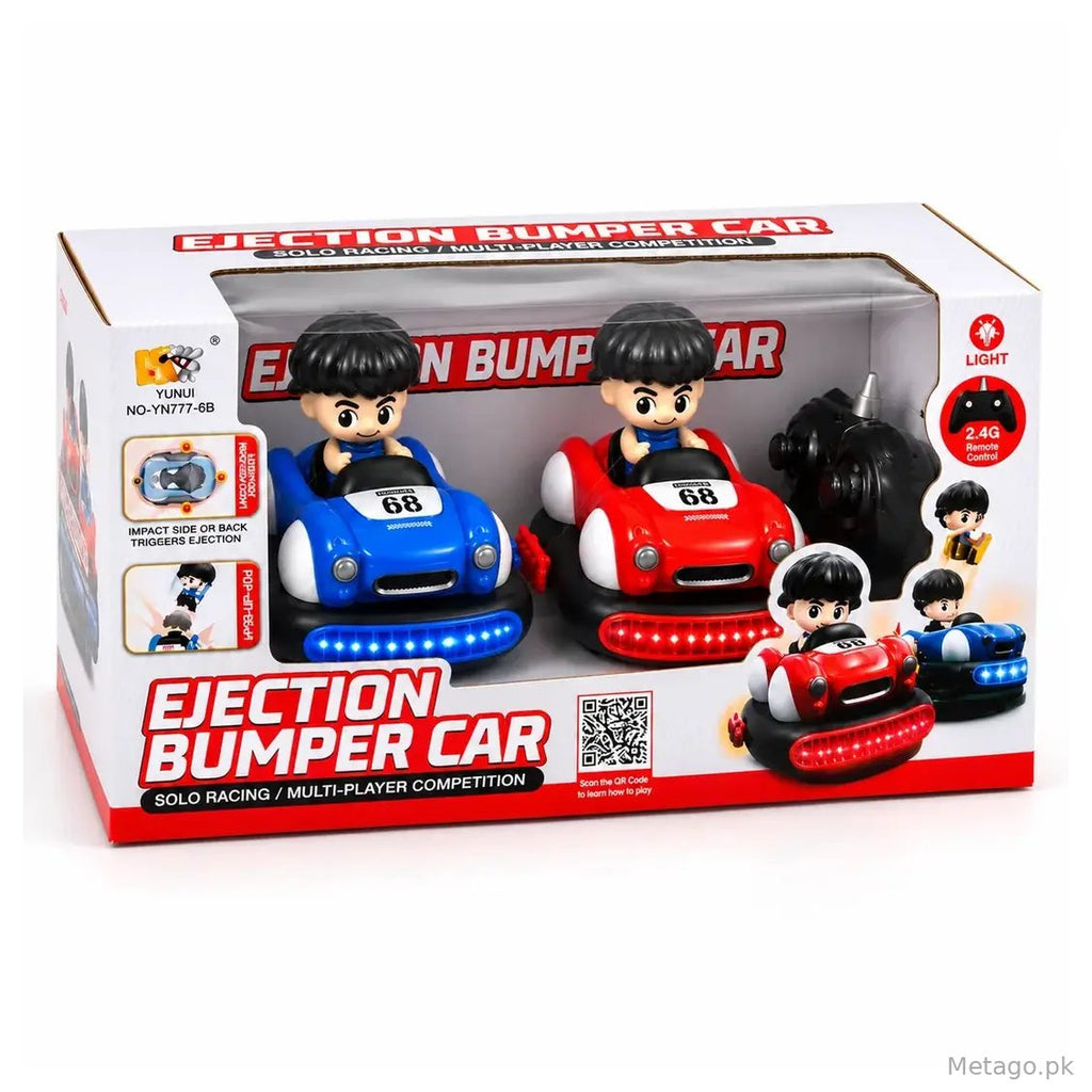 2 RC Bumper Cars with LED Lights & 2 Controllers