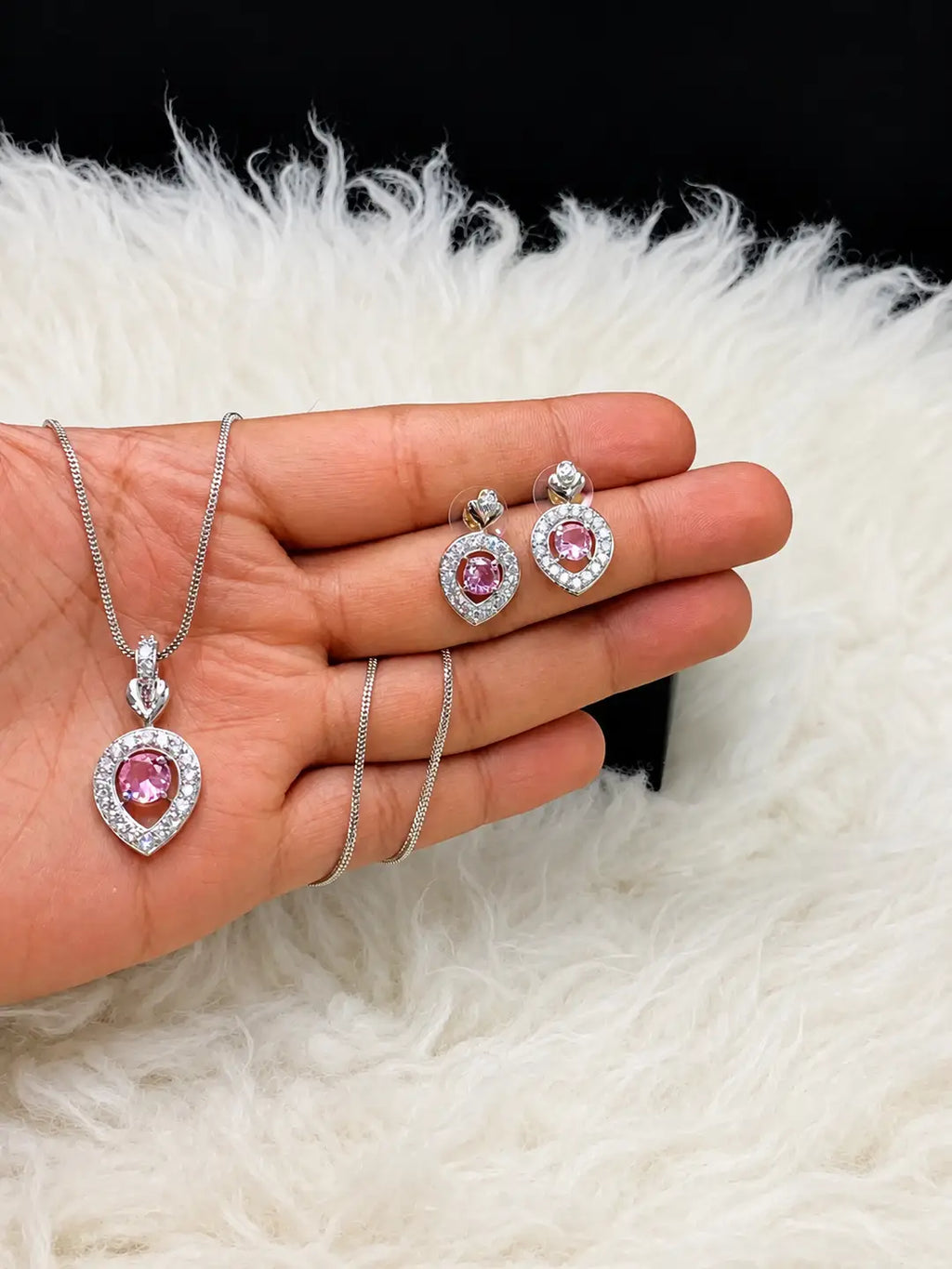 Heartbeat Design Silver Plated Crystal Locket