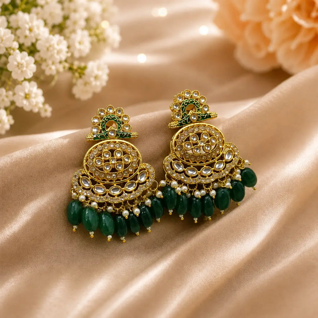 Flash Design Gold Plated Artificial Stones Earrings
