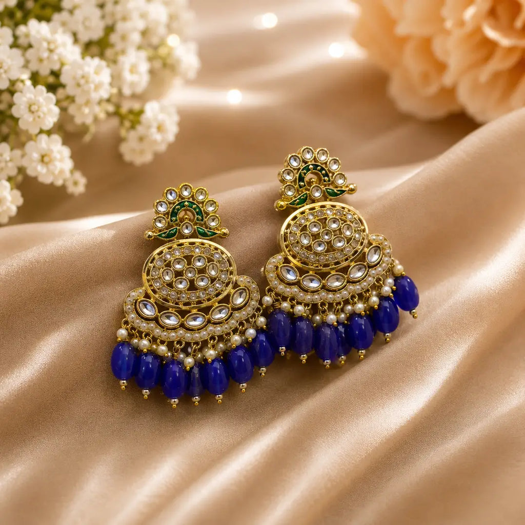 Flash Design Gold Plated Artificial Stones Earrings