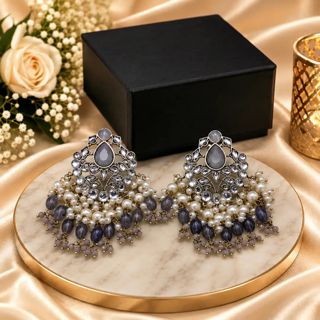 Flash Design Gold Plated Artificial Stones Earrings