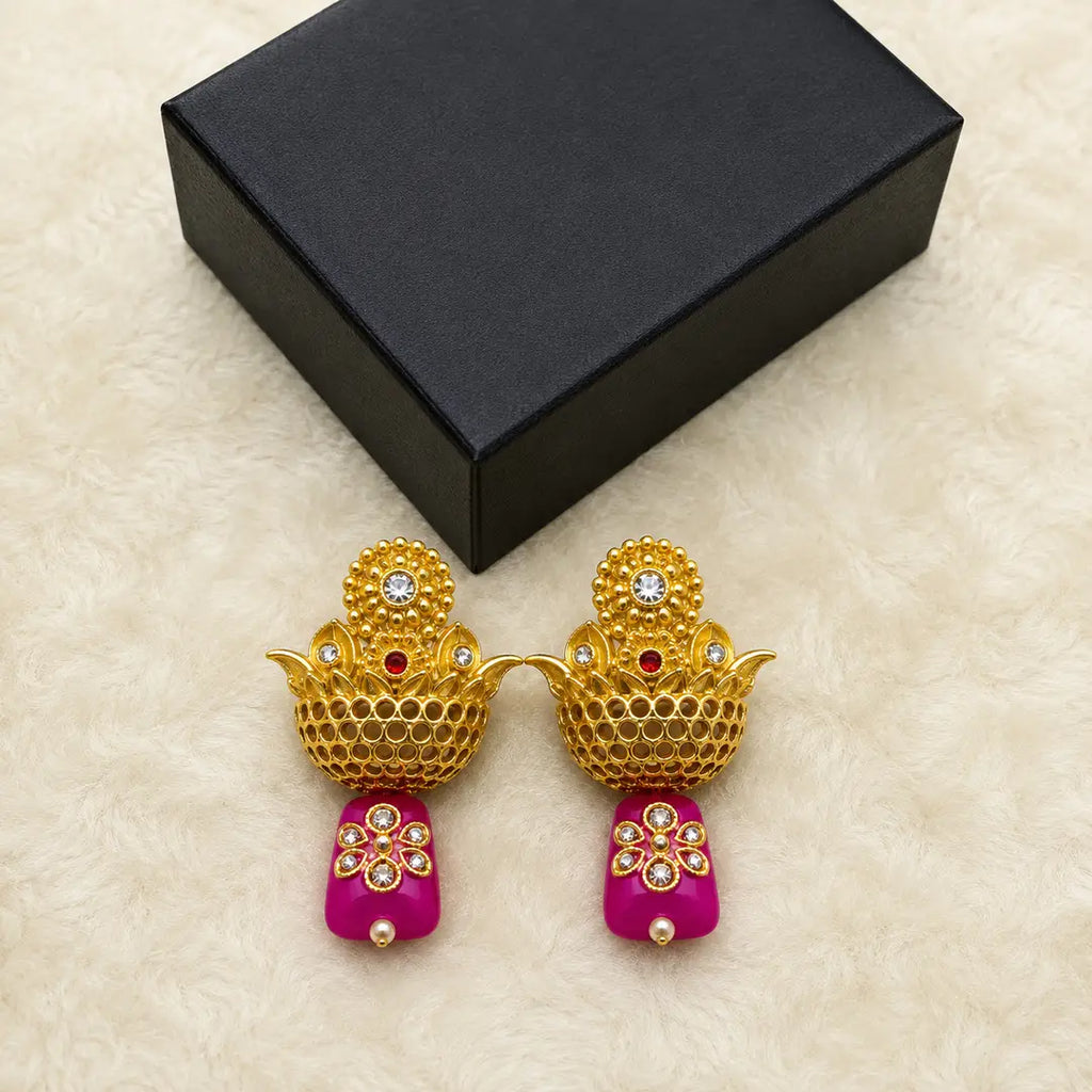 Flash Design Gold Plated Artificial Stones Earrings