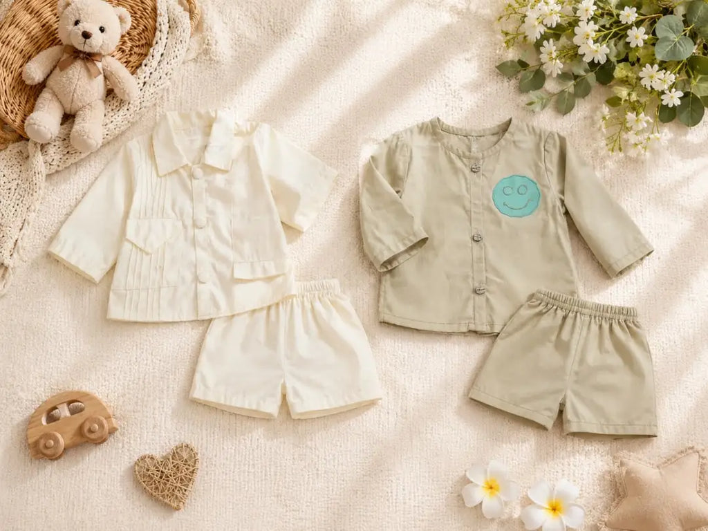 Baby Boy Lawn Plain Shirt & Shorts Set