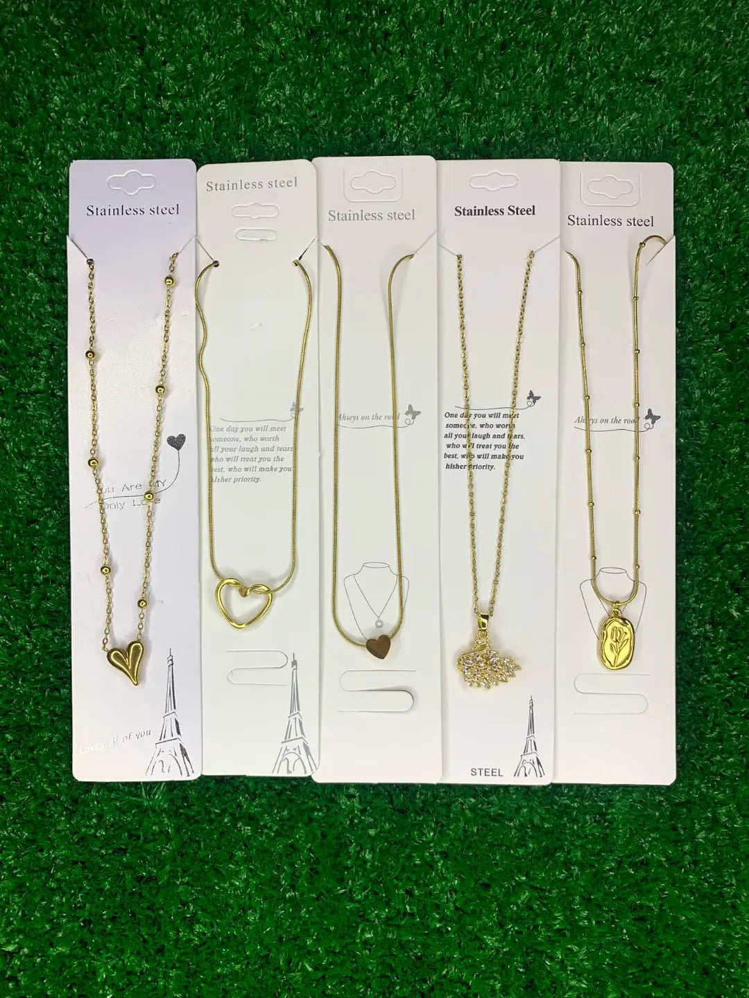 Multi Layered Gold Plated Artificial Stones Pendant