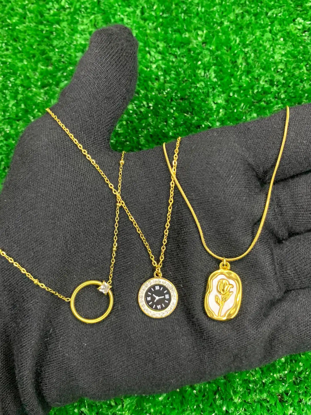 Pack of 3PCS Multi Layered Gold Plated Pendants