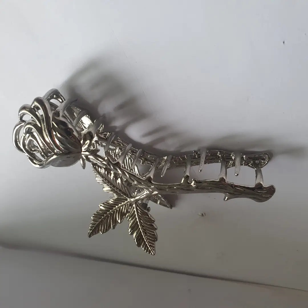 Flower Design Silver Plated Resin Hair Claw