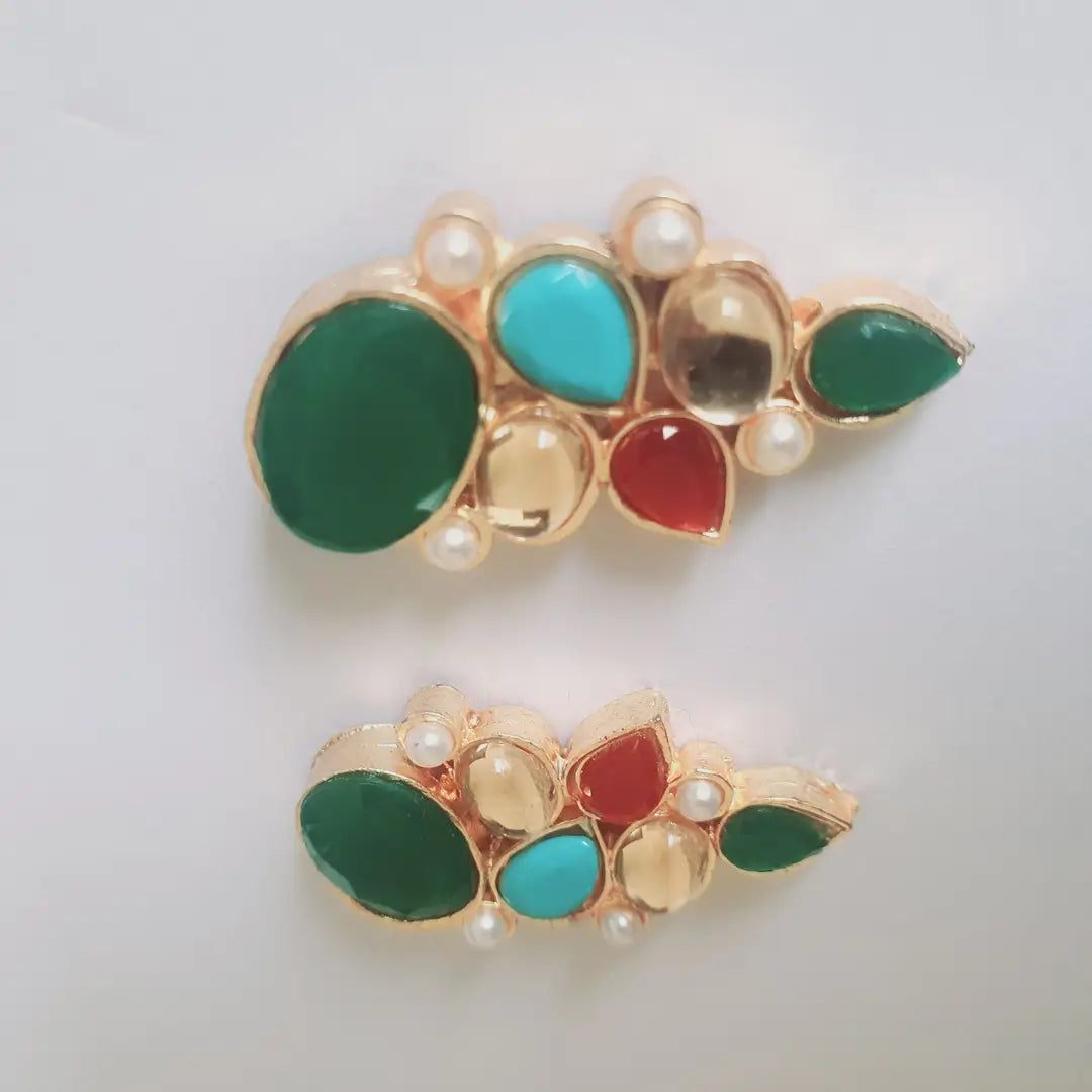 Retro Design Gold Plated Kundan Studs