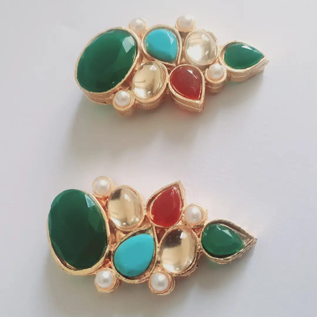 Retro Design Gold Plated Kundan Studs