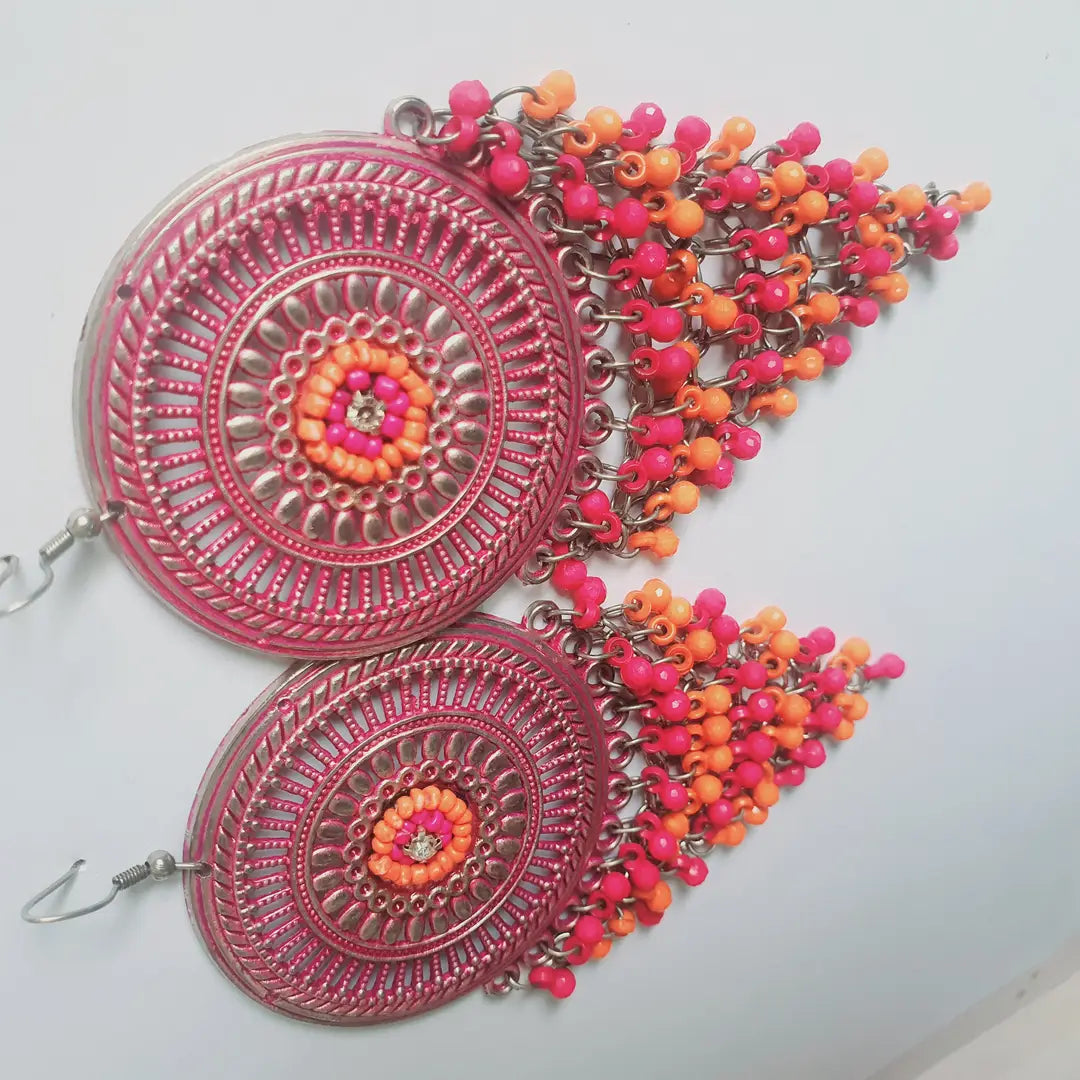 Funky Silver Plated Beads Dangling Earrings
