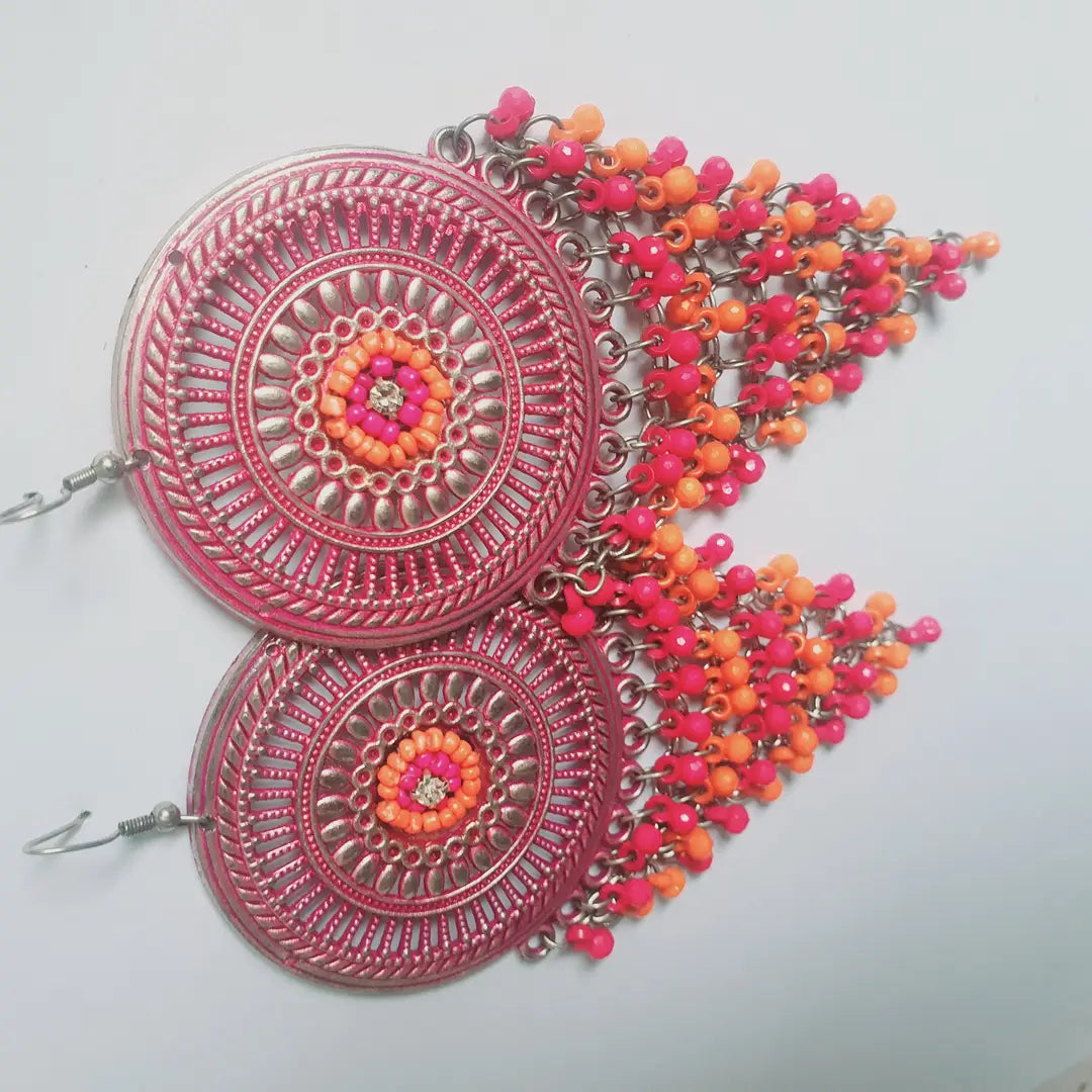 Funky Silver Plated Beads Dangling Earrings