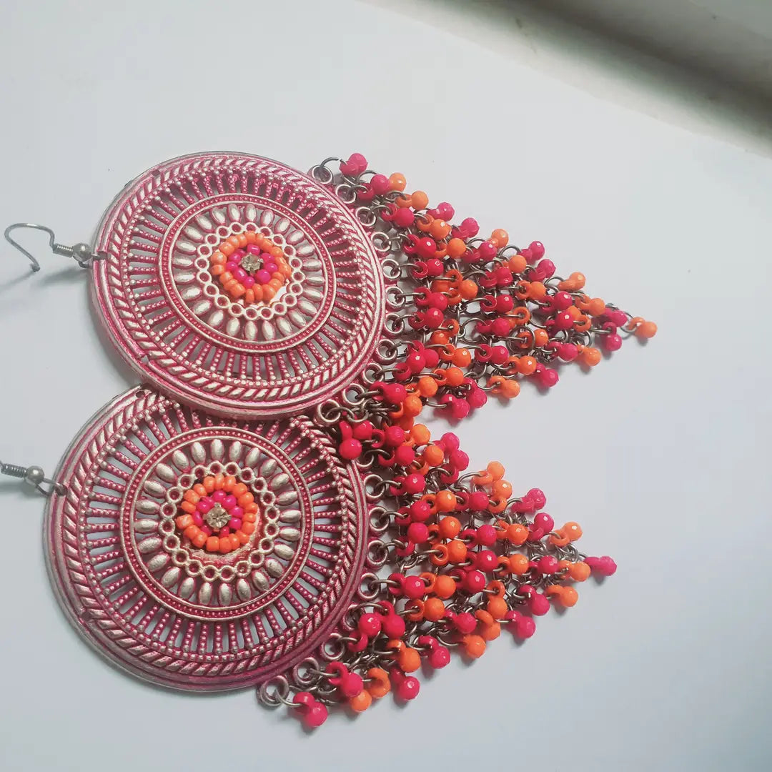 Funky Silver Plated Beads Dangling Earrings