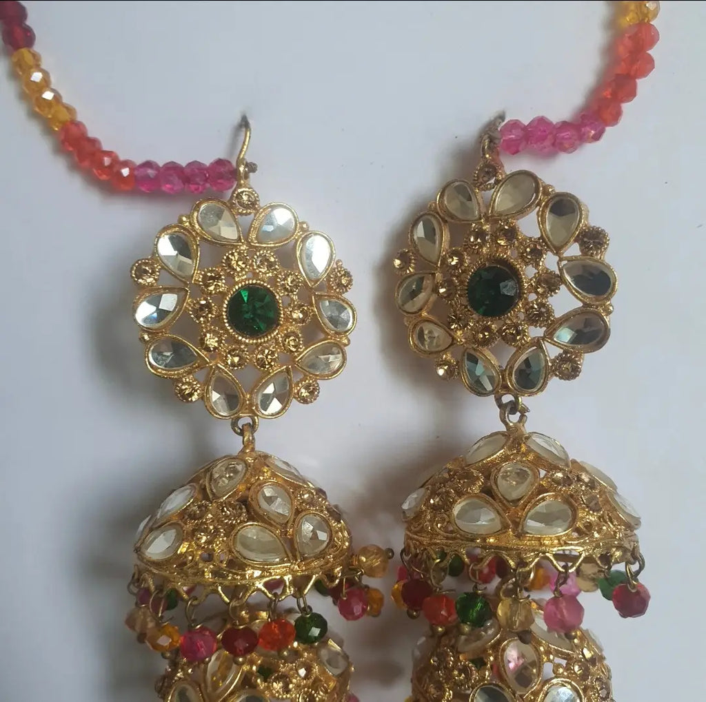 Bridal Gold Plated Crystal Jhumka