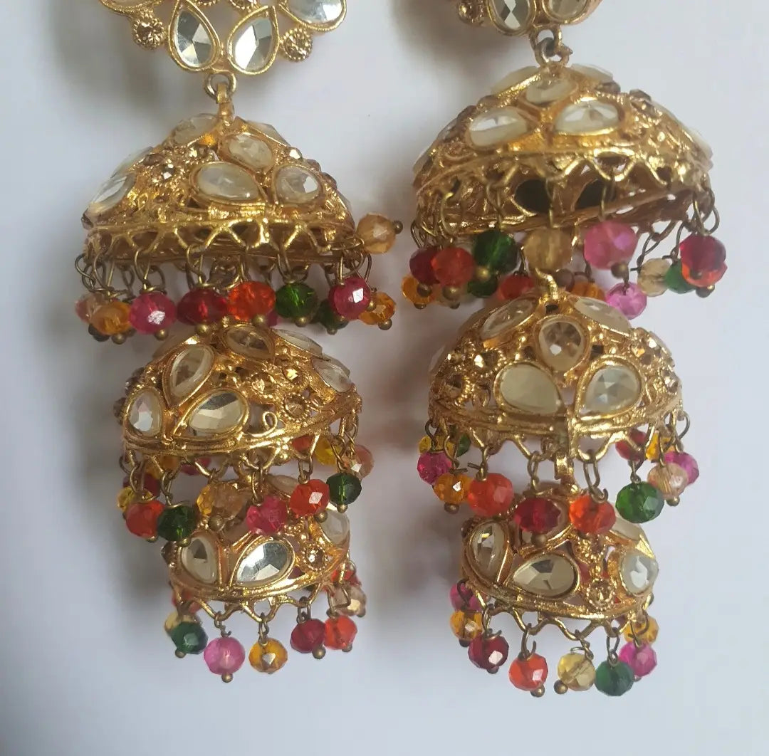 Bridal Gold Plated Crystal Jhumka