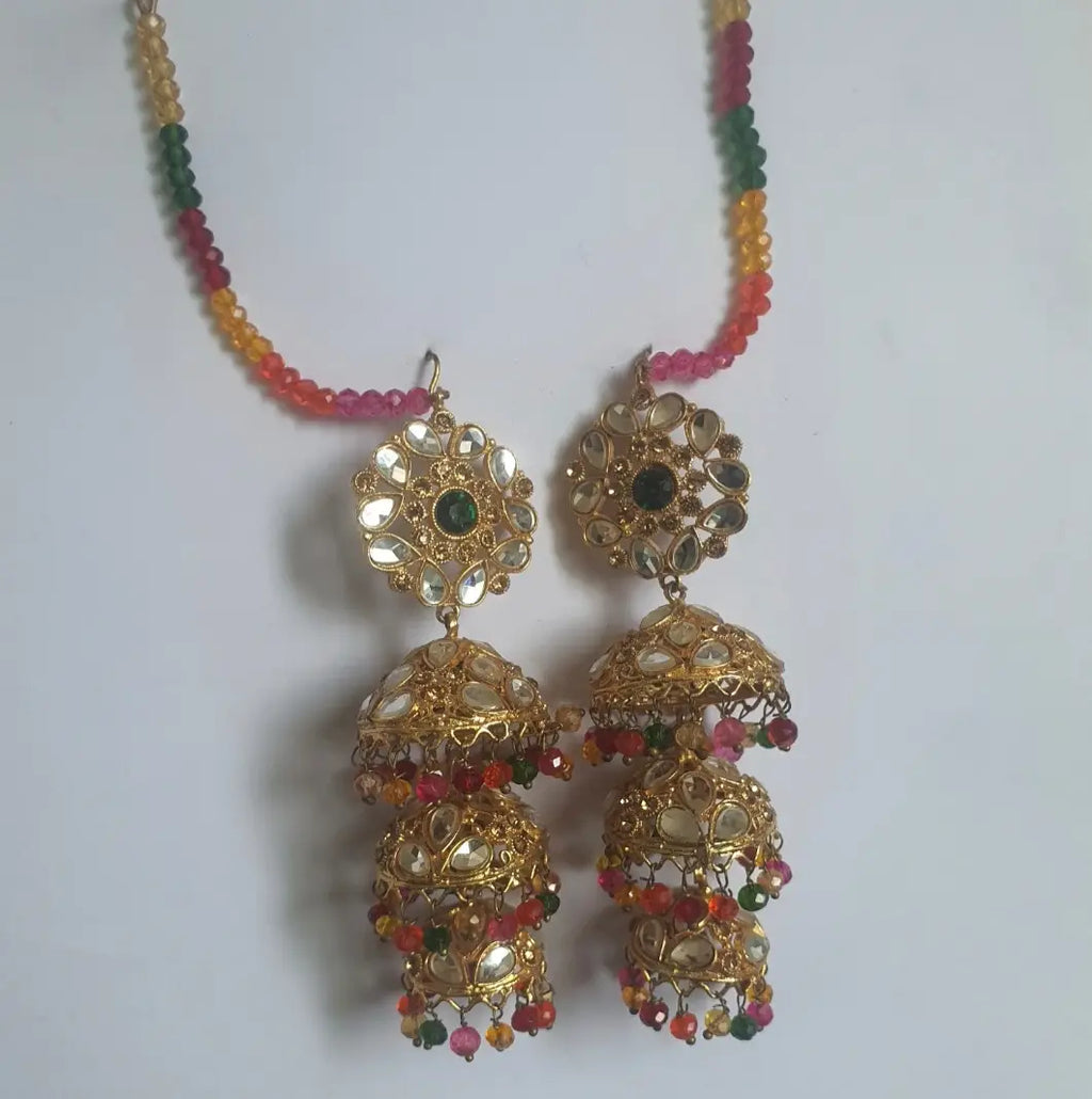 Bridal Gold Plated Crystal Jhumka