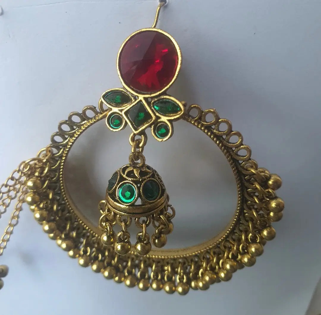 Meenakari Design Gold Plated Kundan Jhumka