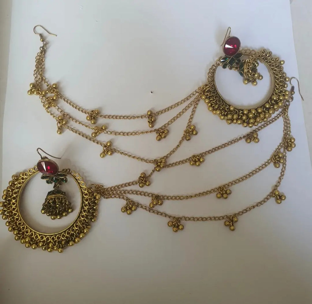 Meenakari Design Gold Plated Kundan Jhumka