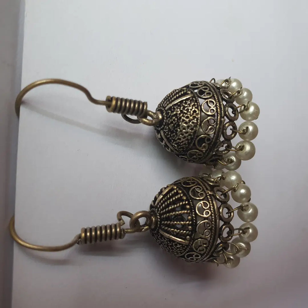 Funky Silver Plated Pearl Jhumka