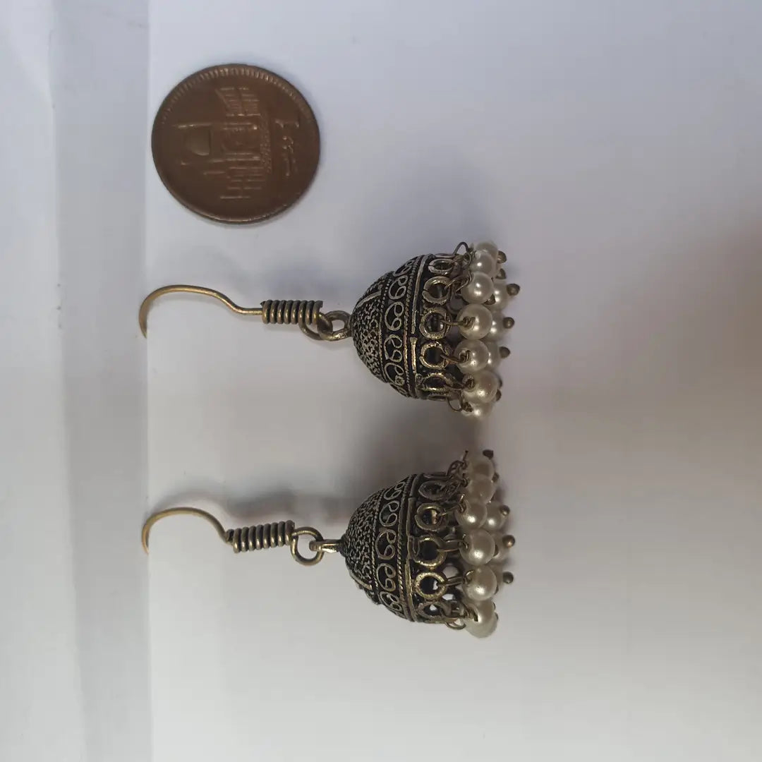 Funky Silver Plated Pearl Jhumka