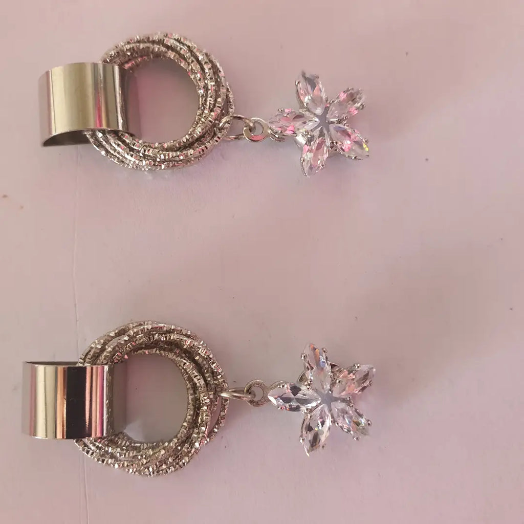 Funky Silver Plated Zircon Earrings